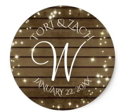 

1.5inch Sparkle and Barn Wood Monogram Classic Round Sticker