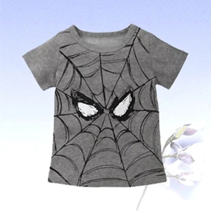 Dark gray Летняя одежда для мальчиков футболка с короткими рукавами из чистого хлопка с рисунком паука качественная одежда для детей 2-8 лет г., лидер продаж - Цвет: Dark gray