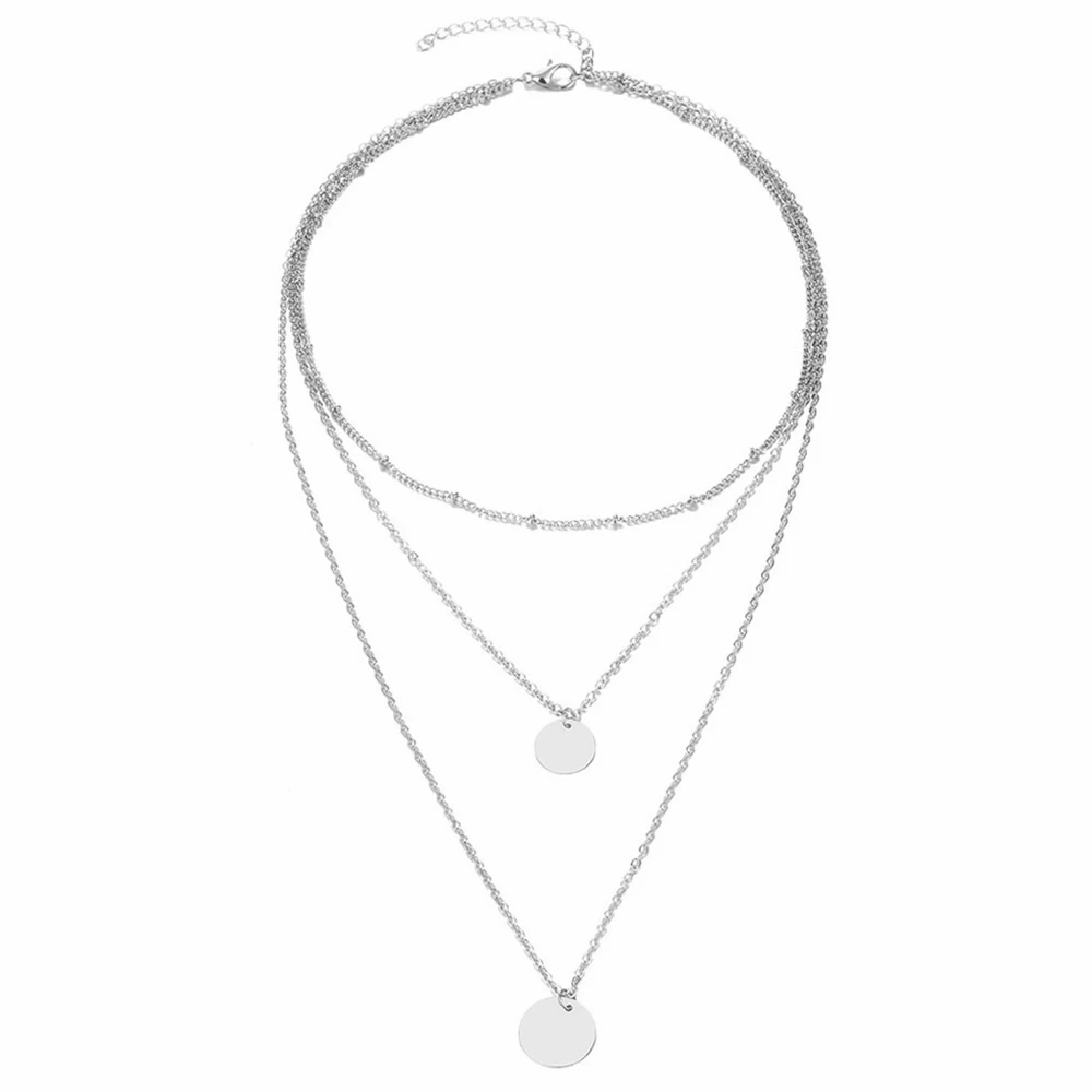 Silver Color Модное женское многослойное ожерелье-цепочка из золотого и серебряного цветов с тонкими блестками, длинное ожерелье с подвеской s, богемное ювелирное изделие - Окраска металла: Silver Color