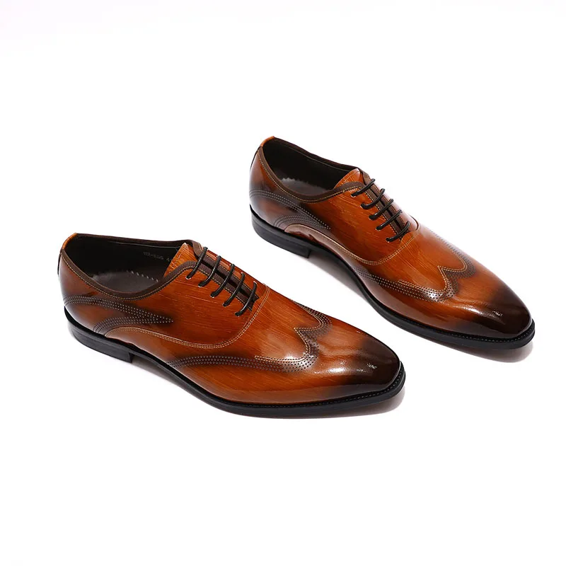 Мужские классические туфли 2019 лакированная кожа Wingtip черные коричневые со