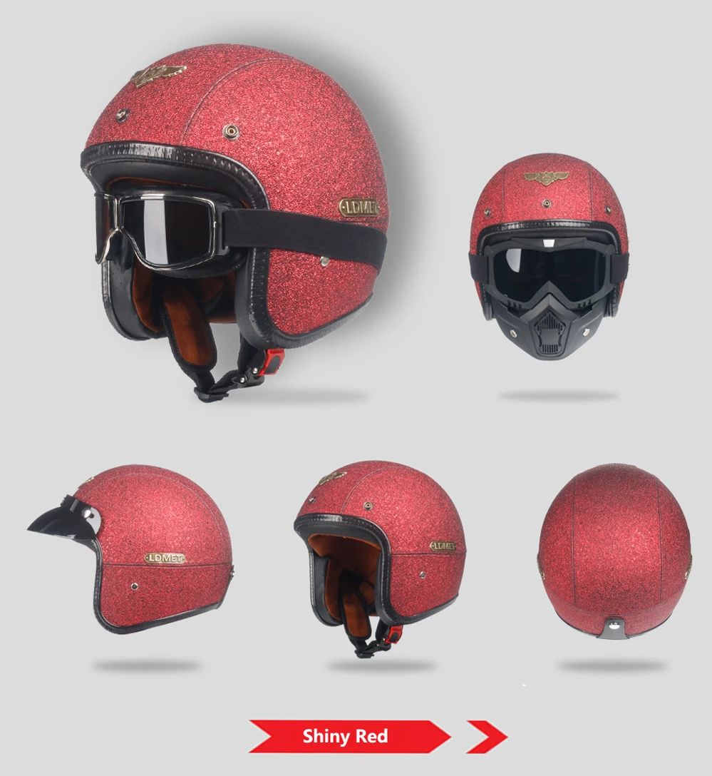 LDMET Кожа PU casco moto Винтаж moto rcycle шлем с открытым лицом камуфляж capacetes de moto ciclista vespa Кафе racer