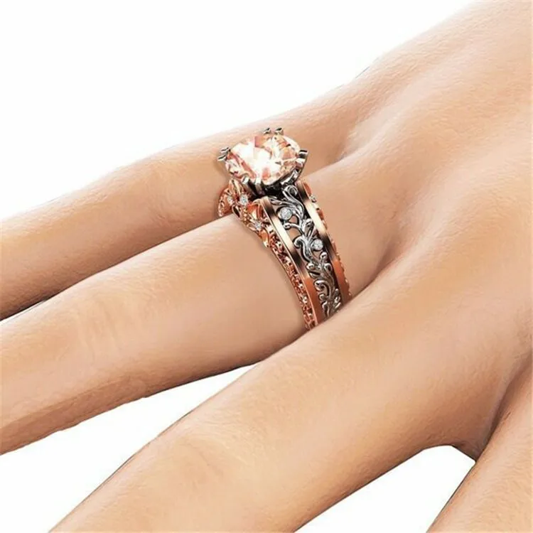 Женское кольцо с кристаллами Anillo Bijoux Femme элегантное цирконием и розовым
