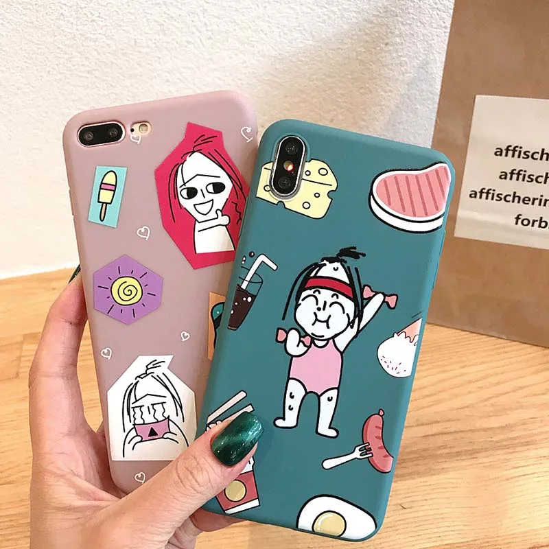 Cartoon Cute Weight loss inspirational girl Phone Case For iPhone X XR XS Max 6 6S Plus Soft Back Cover 7 8 |