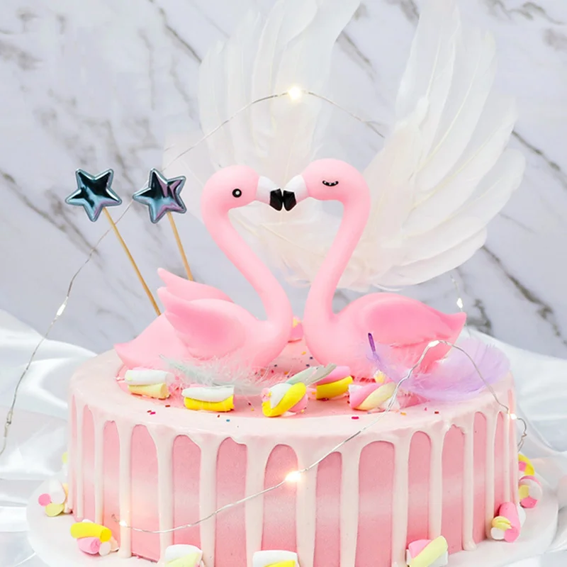 Розовый фламинго топпер для свадебного торта на Рождество детский праздник