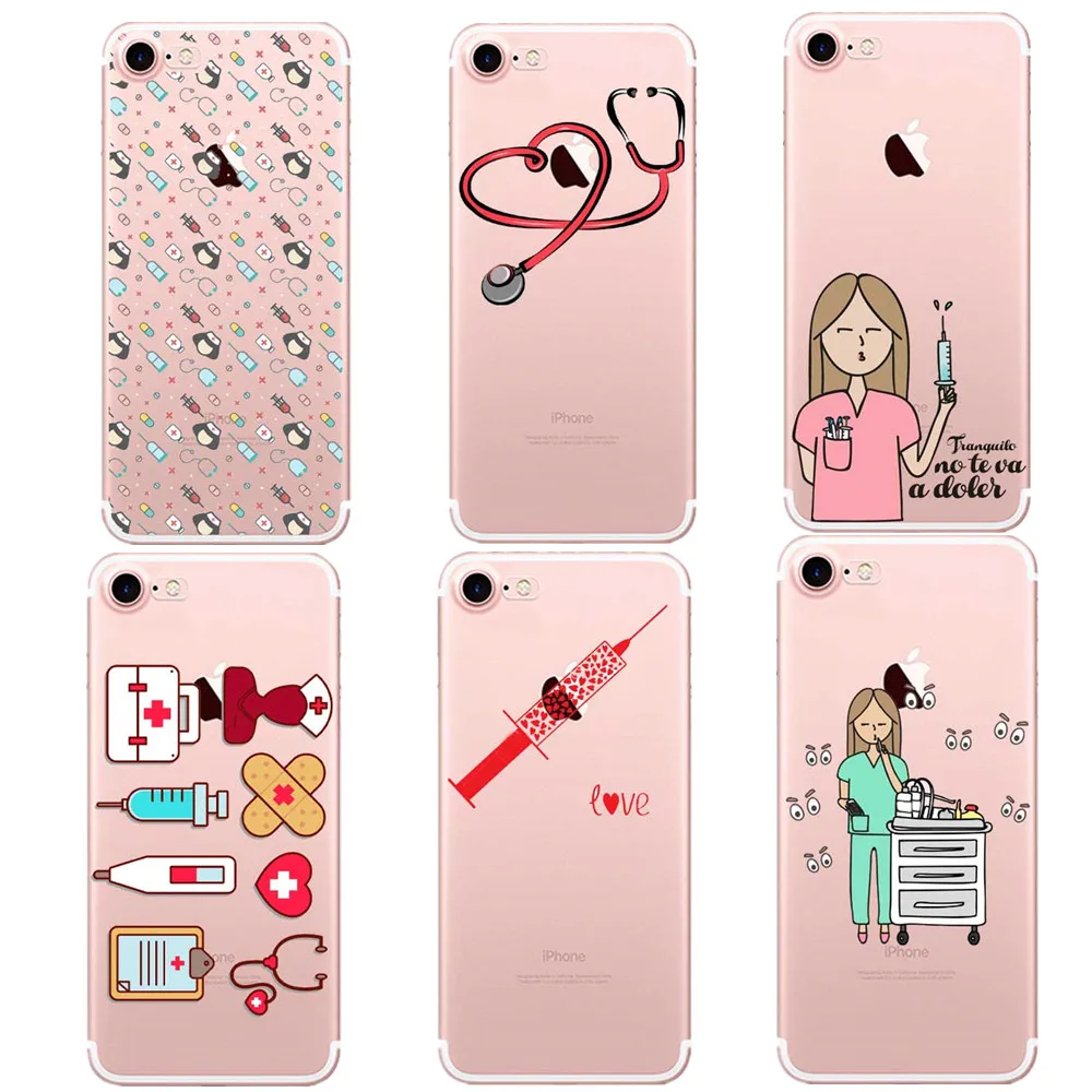 Испания милый мультфильм медицины медсестра Доктор чехол для iPhone X SE 5 5S 6 S Plus 7 8