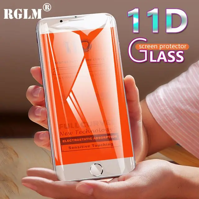 Закаленное стекло RGLM с полным покрытием 11D для iPhone X XS 7 8 6 6s Plus Защита экрана 10 MAX XR