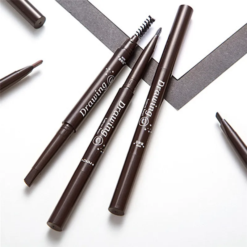 Double Ended Eyebrow Pencil Waterproof Long Lasting No Blooming Rotatable Triangle Eye Brow Tatoo Pen Eye brow Makeup Set Beauty