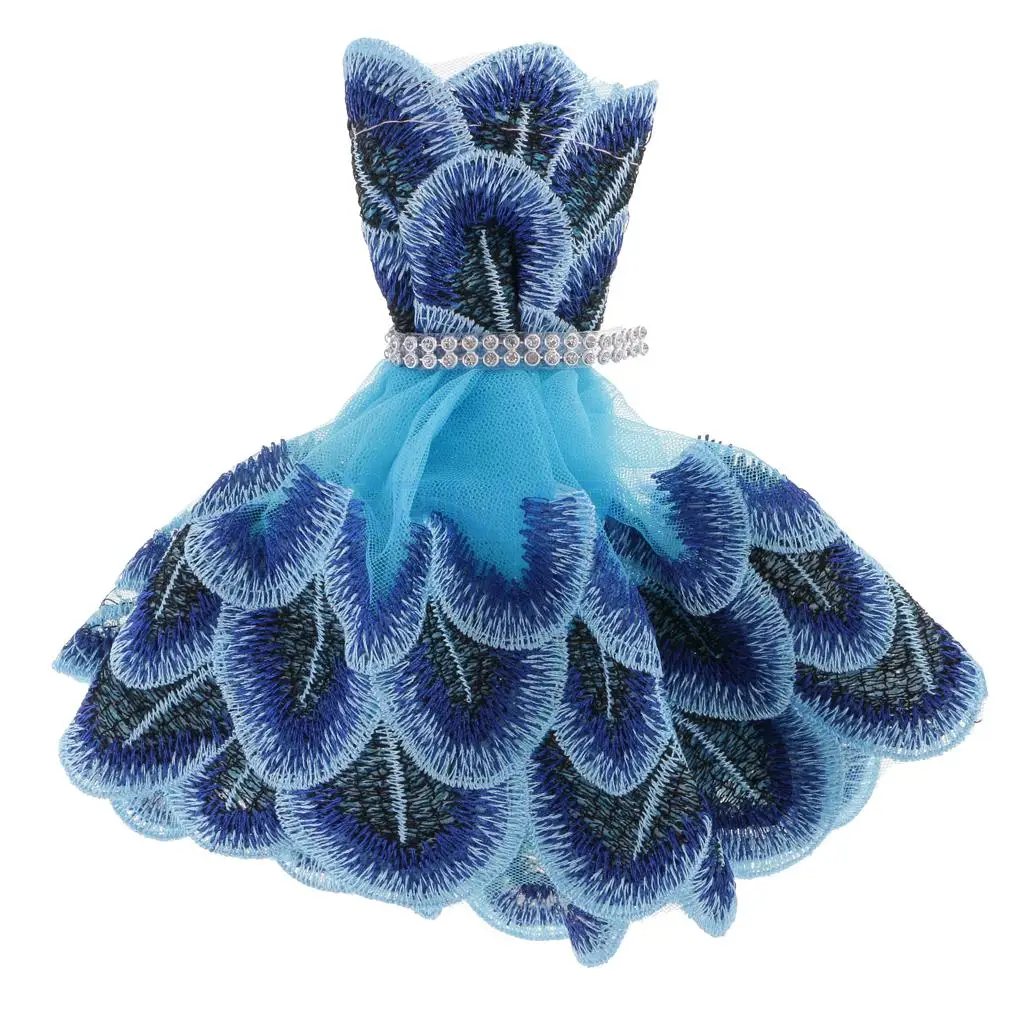 Элегантная кукольная одежда синего цвета с перьями павлина Одежда для кукольных