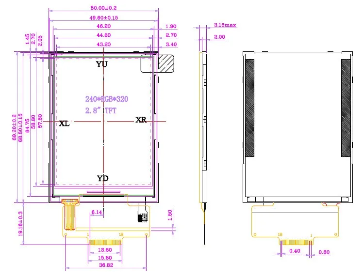 2,8 дюймовый TFT lcd модуль 240*320 без сенсорной панели ILI9341 Привод IC 240(RGB)* 320 SPI интерфейс(9 IO