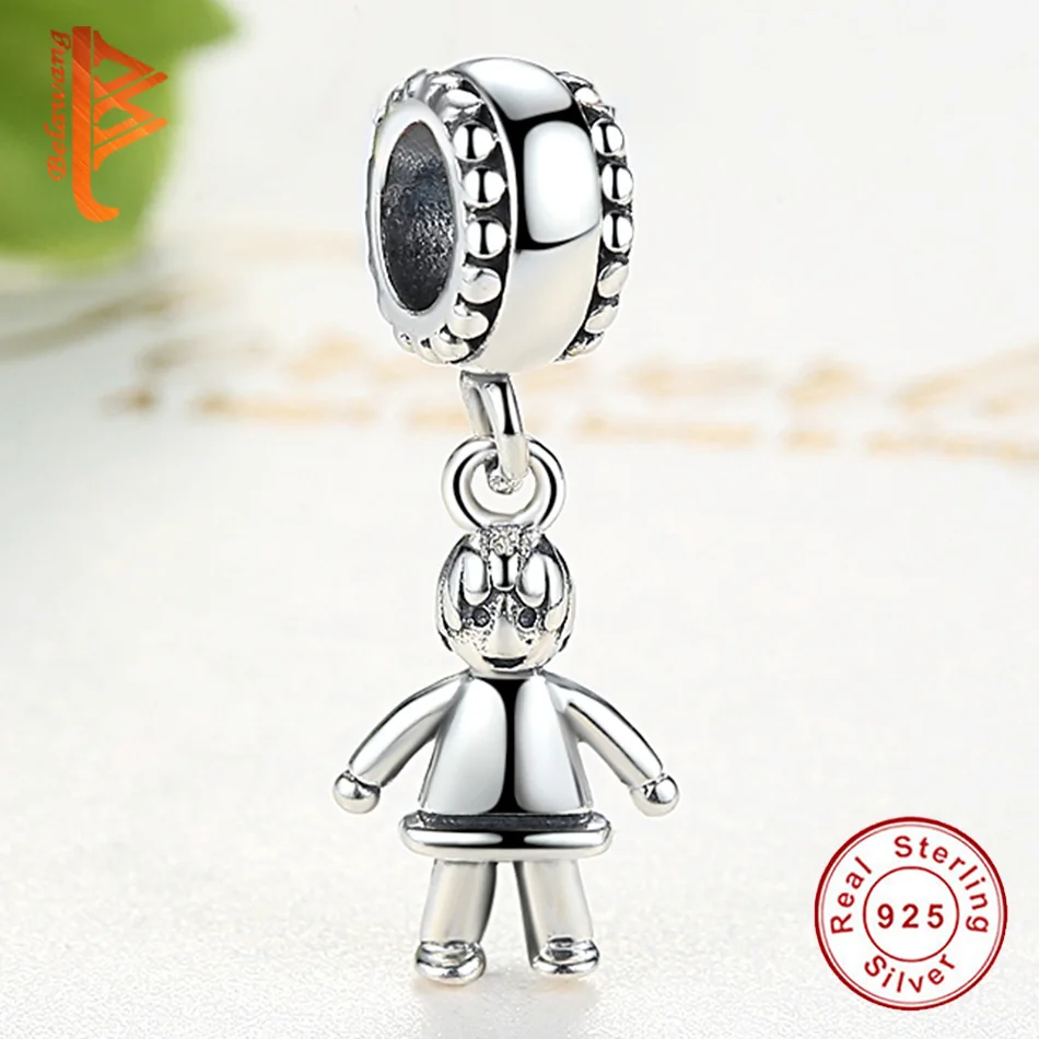 

BELAWANG 925 Sterling Silver Cute Boy Dangle Charms Beads Fit Original Charms Bracelet for Women Children Silver Jewelry Gift