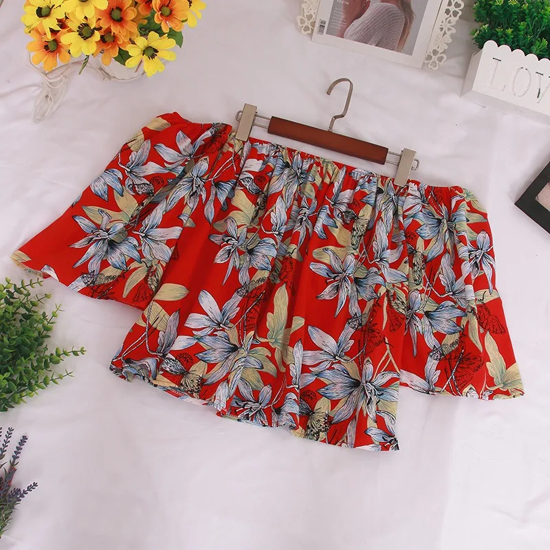 

Women Blouse Floral Printed Off Shoulder Loose 3/4 Sleeve Hawaiian Top Short Sleeve Blouses Chiffon Shirts Casual Lady Blusas