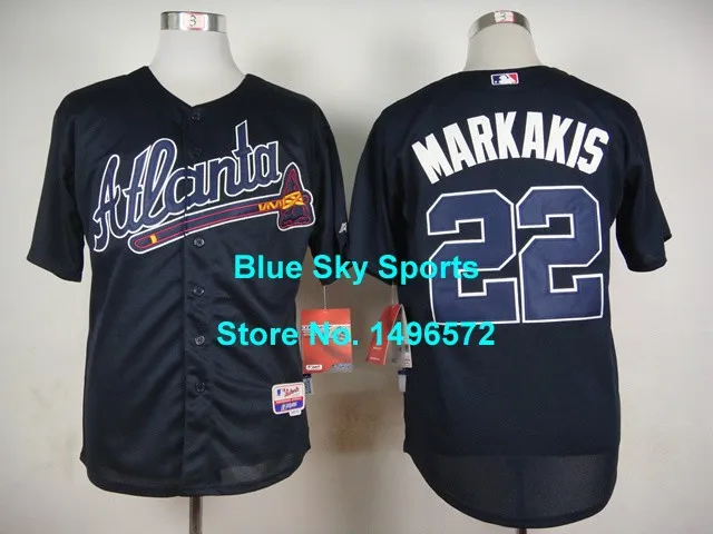 Футболки атланта бравс 22 ник Markakis джерси белый синий крем прохладный база