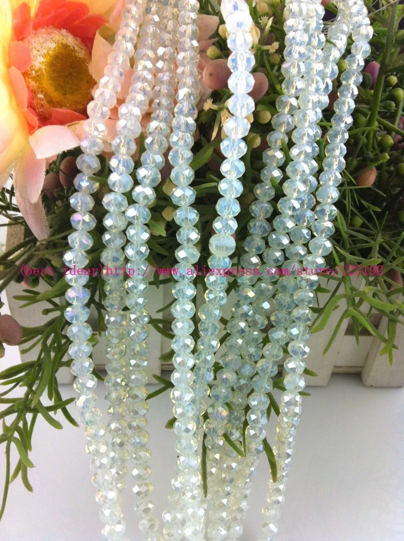 

Free Shipping!Free Shipping! 1000pcs Opal color AB plated Crystal Glass beads Faceted Rondelle Beads 4mm