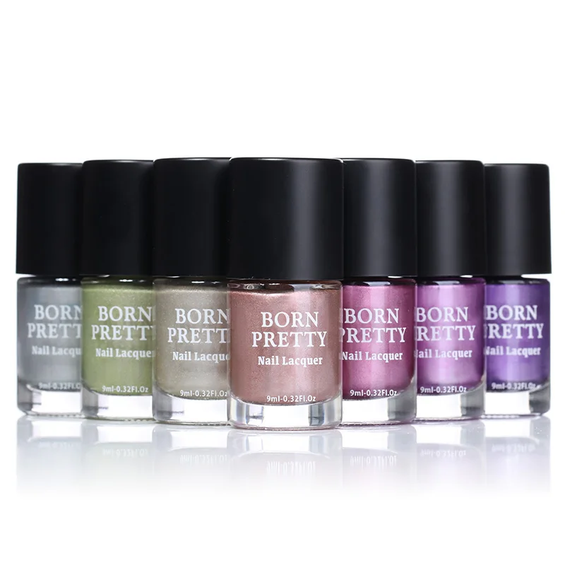 Лак для ногтей BORN PRETTY, 9 мл, зеркальный эффект, металлик, фиолетовый, розовое золото, серебро, для штамповки, хром, маникюр, лак для ногтей