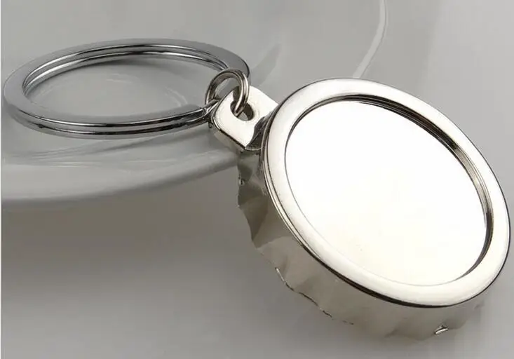 

100pcs/lot Free Shipping Wholesale Gift Beer Bottle Round Cap Cover Bottle Opener KeyChain can print logo