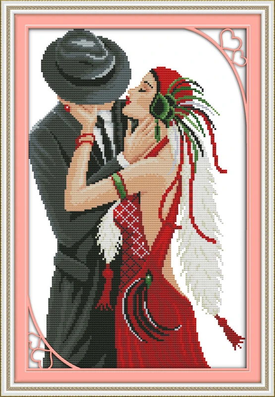 Joy Sunday Lover Kiss домашний декор R436 Счетный и штампованный любовь к танцующей девочке вышивка крестиком наборы
