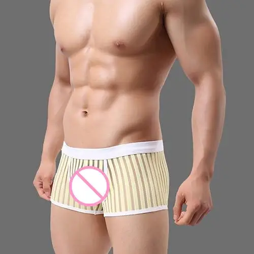 Мужское сексуальное Полосатое Прозрачное нижнее белье сетчатые трусы