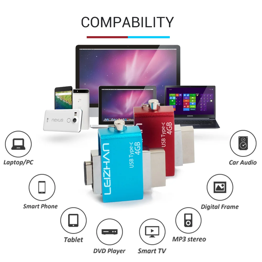 Leizhan usb флэш-накопитель 3.0 Тип-C 3.1 OTG Memory Stick 16 ГБ двойной Порты и разъёмы флешки 32