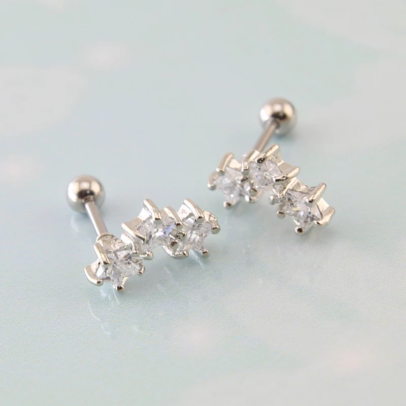 Trinity Star циркониевые шпильки очаровательные женские серьги из нержавеющей стали