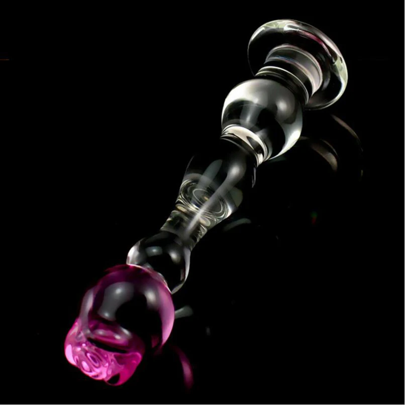 Rose Design Glass Dildo Dick Penis Crysral Anal Plug Beads Butt Message for Women Female Masturbation Adult Product | Красота и