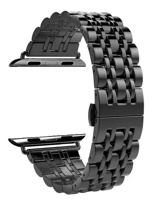 Роскошный металлический ремешок из нержавеющей стали для Apple Watch band 4 42 мм/38 мм браслет на запястье для iwatch ремешок серии 4/3/2/1 - Цвет ремешка: black