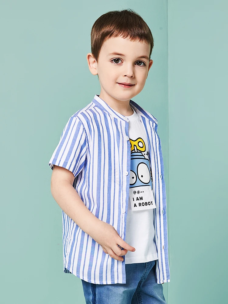 Рубашки для маленьких мальчиков Balabala летние рубашки с короткими рукавами модная - Фото №1