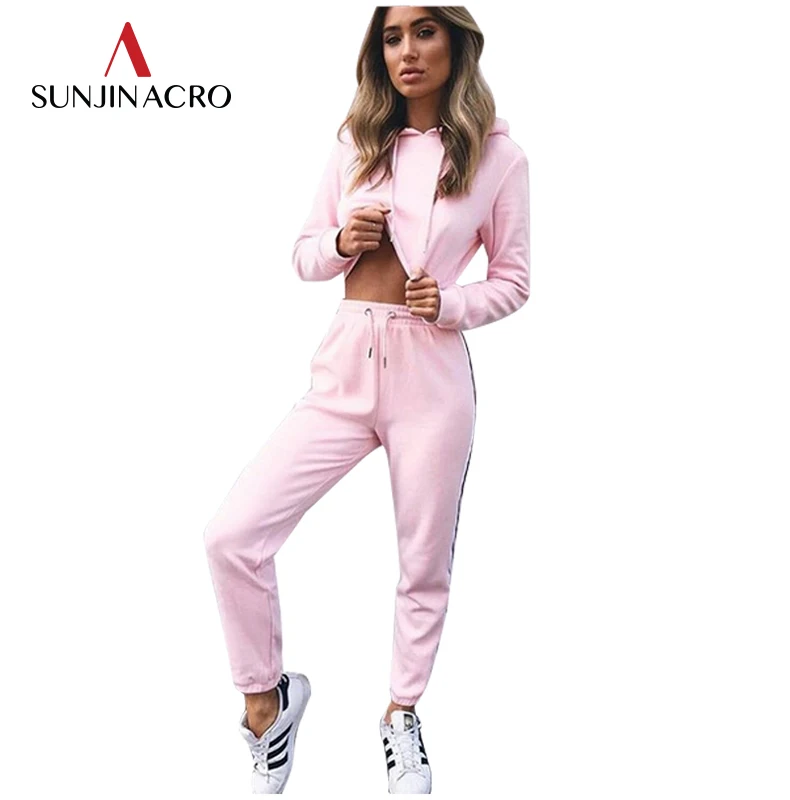 SUNJINACRO/Осенняя женская спортивная одежда из 2 предметов укороченный топ с
