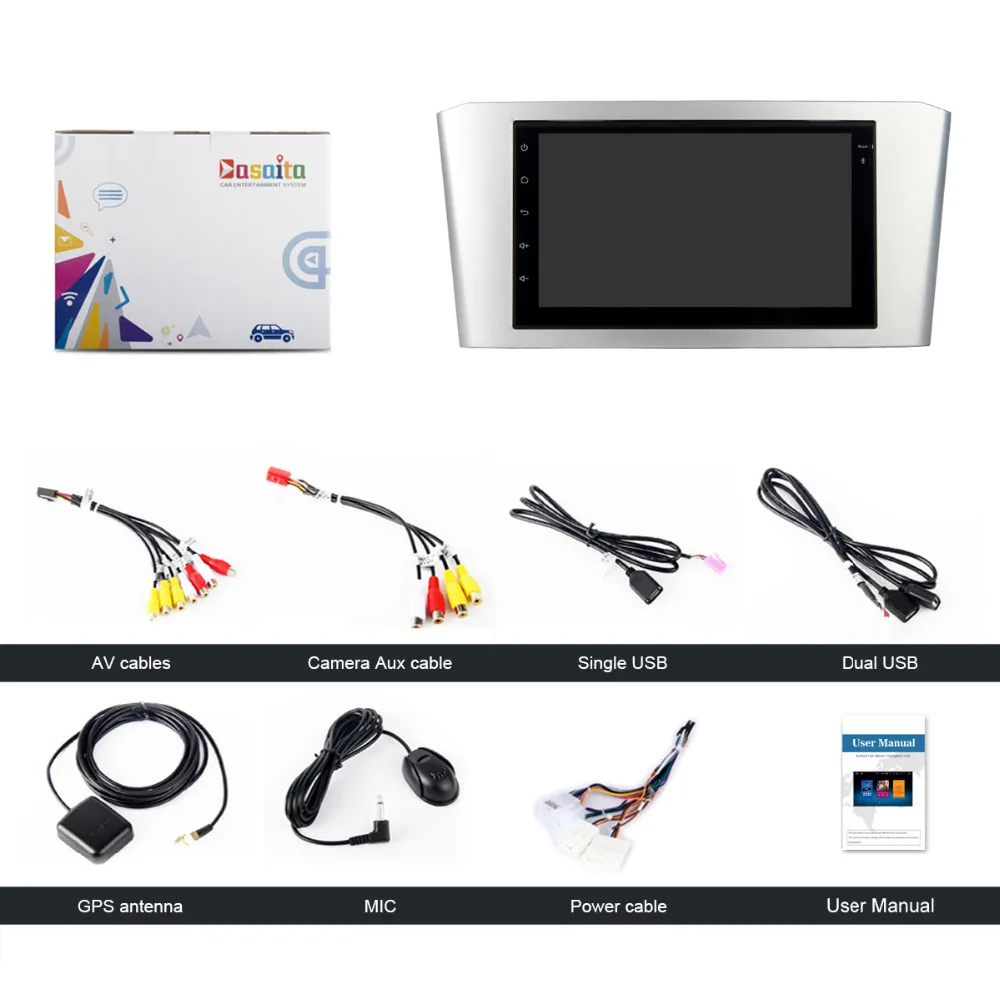 Dasaita 7 &quotAndroid 8 0 Автомобильный GPS радио плеер для Toyota Avensis 2003 2007 с восьмиядерным 4 Гб