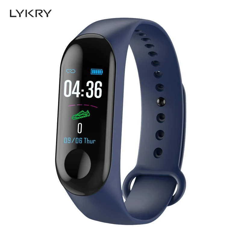 LYKRY M3 Умный браслет с цветным сенсорным экраном, отслеживание фитнеса, мониторинг артериального давления и сердечного ритма, подходит для IOS, Android и Xiaomi.