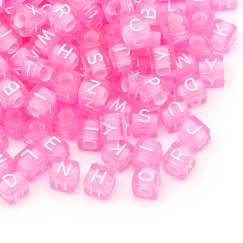 DoreenBeads акриловые бусины-разделители кубик розовая надпись шаблон около 6 мм (2/8