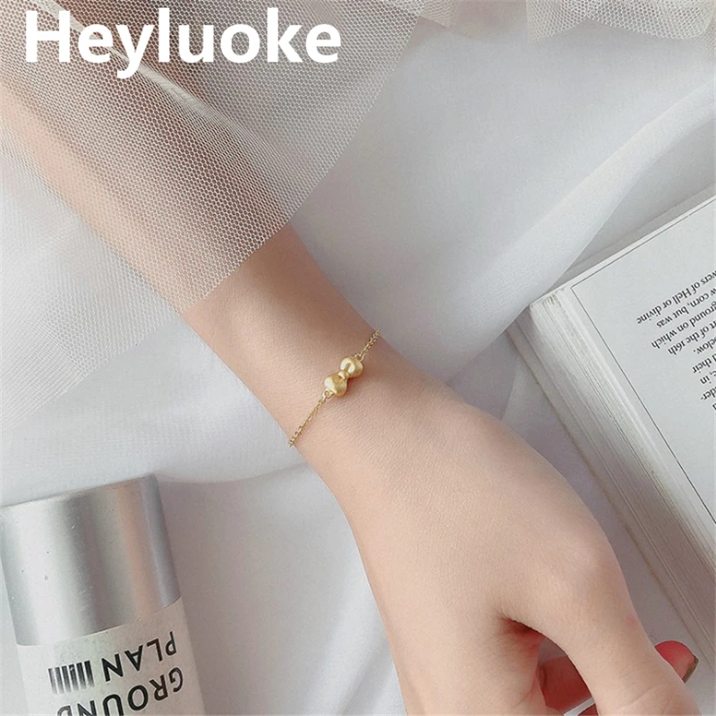 HEYLUOKE 100% Модные женские ювелирные изделия Золотой бант браслет 19 см для подарка
