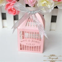elegant pink bird cage laser cut wedding favors chocolate packaging box