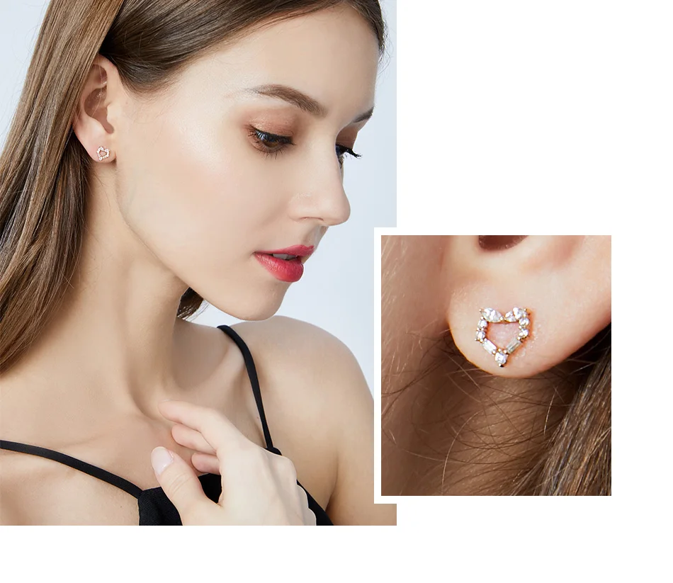 Gem& Time Love Heart, настоящее ТВЕРДОЕ ЗОЛОТО 14 к, серьги-гвоздики для женщин, для свадьбы, помолвки, хорошее ювелирное изделие из желтого золота AU585 Brincos E14116