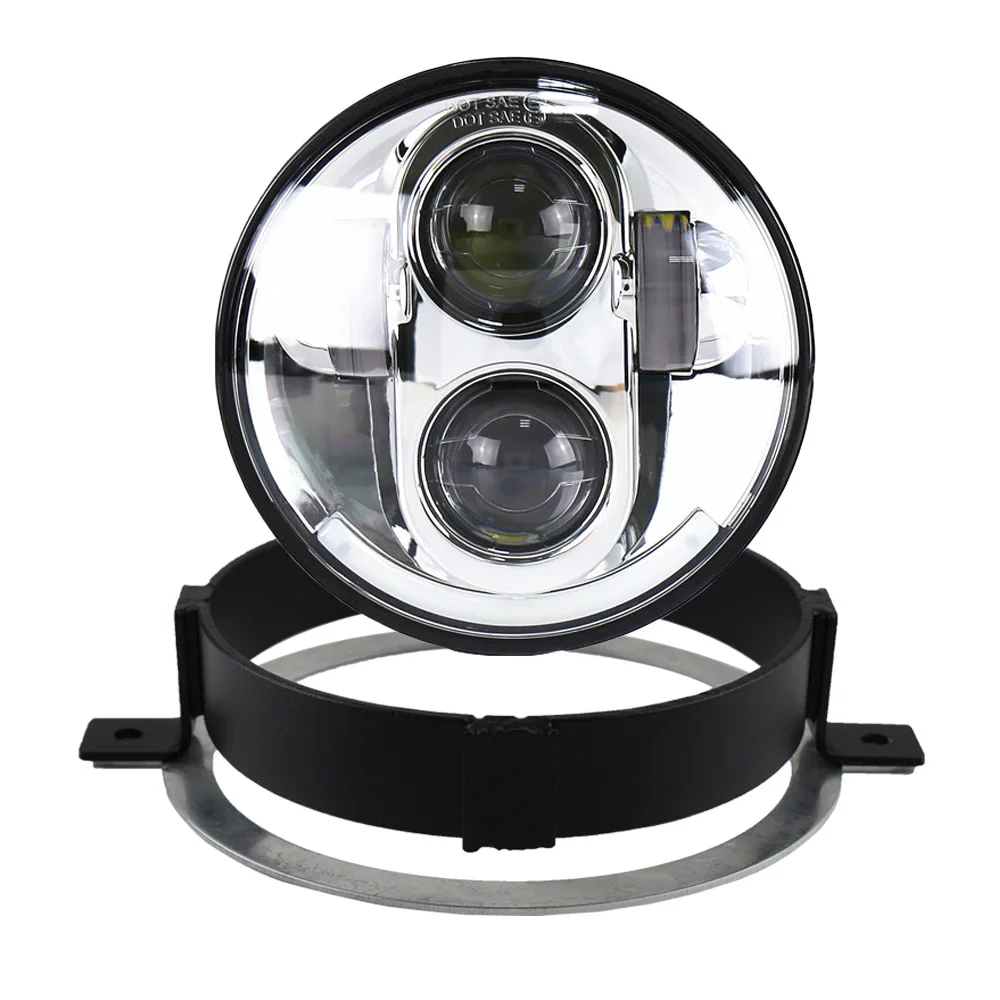 WM-557G-Chrome 5,75 дюйма мотоциклов светодиодная фара-прожектор с кронштейном и жесткий диск кольцо подключить играть на Honda VTX1300/1800 - Цвет: WM-557G-Chrome