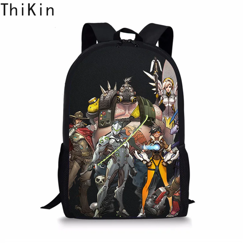 Тикин школьная сумка для подростков мальчиков девочек Overwatch печати дети рюкзак крутые студентов мультфильм школьные сумки Mochila Infantil