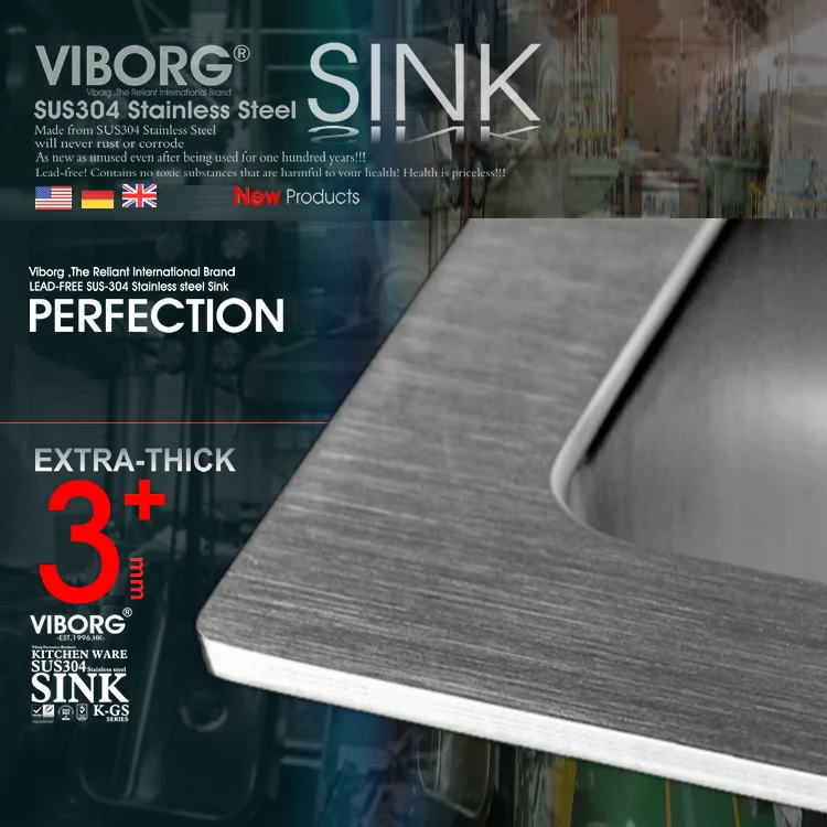 400x400x210 мм) VIBORG Делюкс ручная работа сверхтолстая 304 нержавеющая сталь подстежка одинарная чаша кухонная раковина