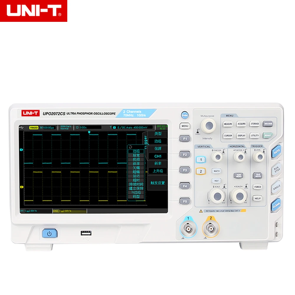 UNI-T UPO2072CS цифровой люминесцентный Осциллограф 2 канала 70 МГц полоса пропускания