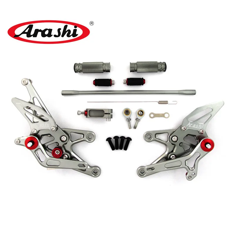 Gray Arashi для YAMAHA YZF R1 2007 2008 ЧПУ Регулируемые подножки для ног Rider задние наборы Rearset Подножка для ног алюминий золото - Цвет: Gray