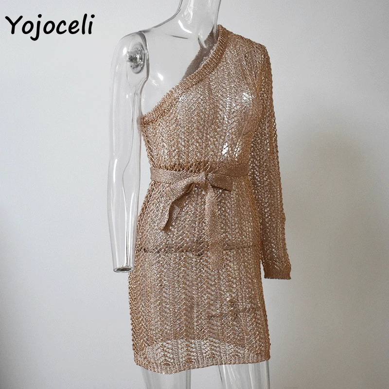 Милое очаровательное блестящее розовое золото вязаное платье женские вечерние