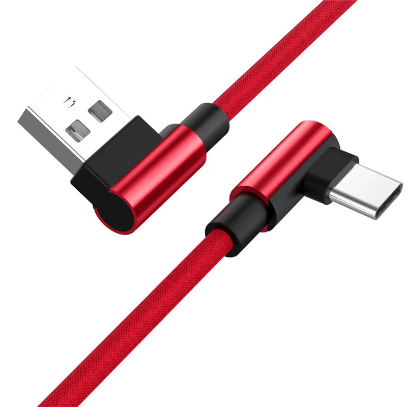 2.4A usb type C зарядный кабель 90 градусов type-C 3,1 кабель для передачи данных USB-C зарядное устройство код для samsung Galaxy S8 S9 Note 8 Macbook - Цвет: Red