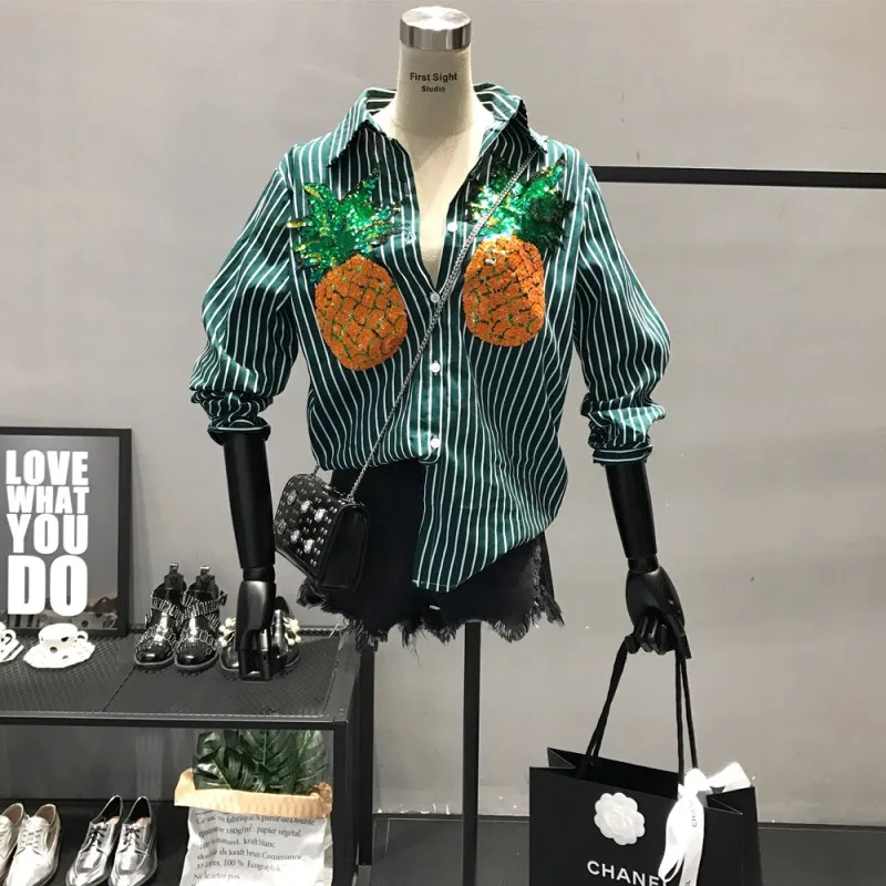 Рубашка женская осенняя весенняя с блестками|Рубашки| |