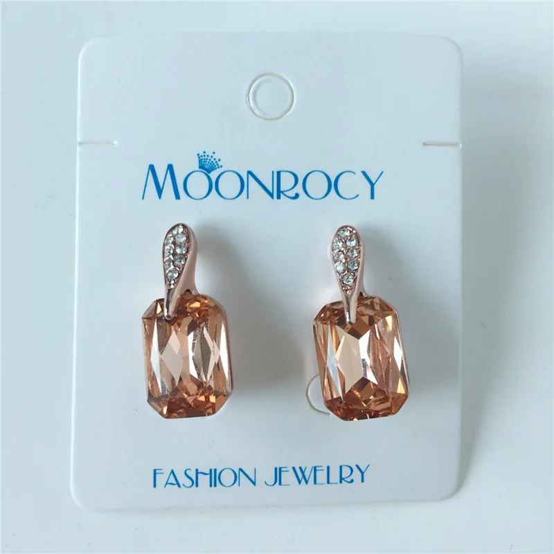 MOONROCY,, модные серьги цвета розового золота с кубическим цирконием, квадратные коричневые серьги с кристаллами, ювелирные изделия для женщин, подарок