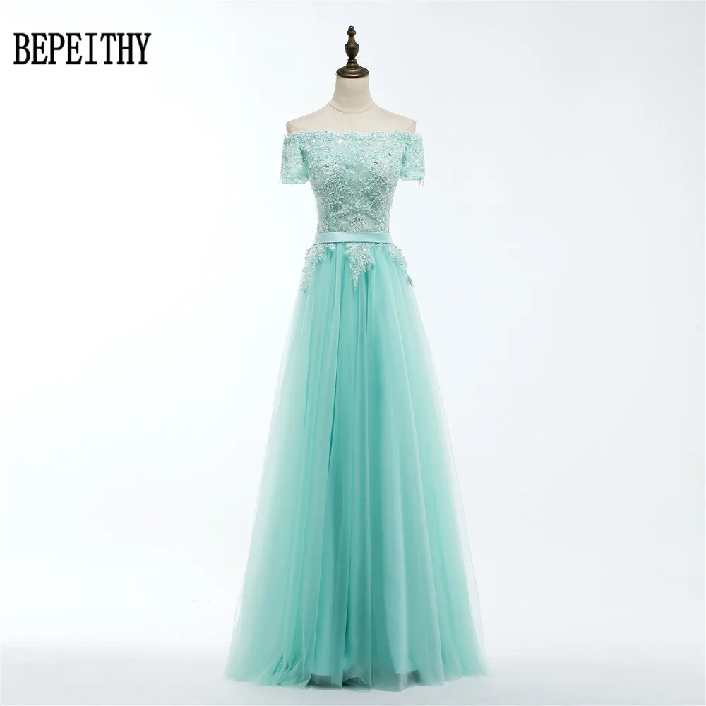 BEPEITHY Robe De Soiree бисерное кружевное ТРАПЕЦИЕВИДНОЕ Мятное зеленое Тюлевое Длинное Элегантное Вечернее платье платья для выпускного вечера