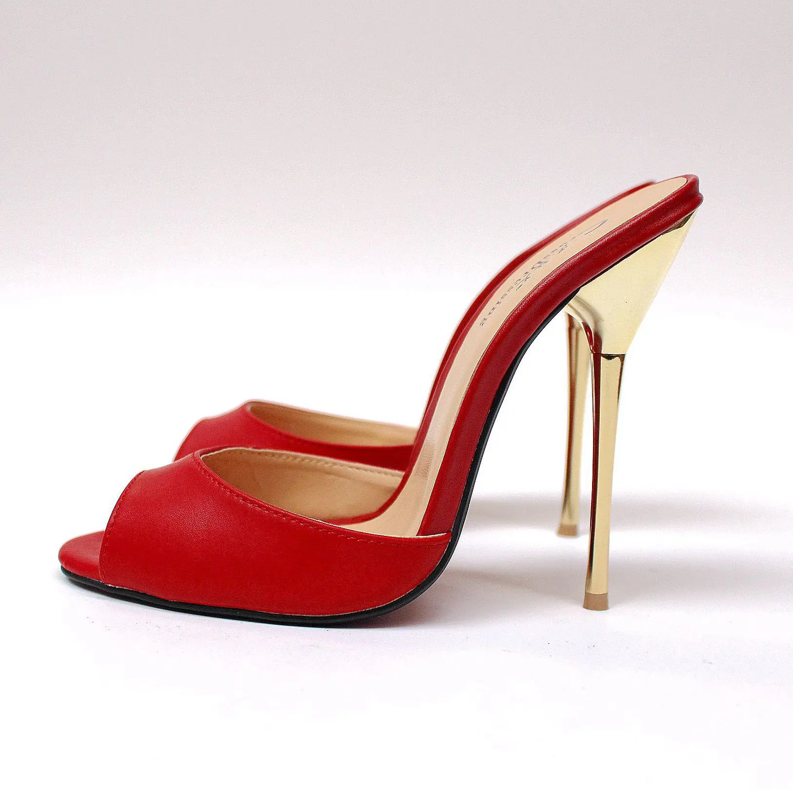 matte red SURU/женские туфли без задника серебристого цвета; женские свадебные туфли на высоком каблуке; босоножки для невесты и подружки невесты; большие размеры 38-46 - Цвет: matte red