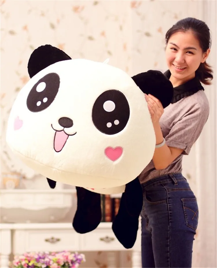 

lovely plush lying panda toy big smile panda doll with hearts on face gift about 80cm 105