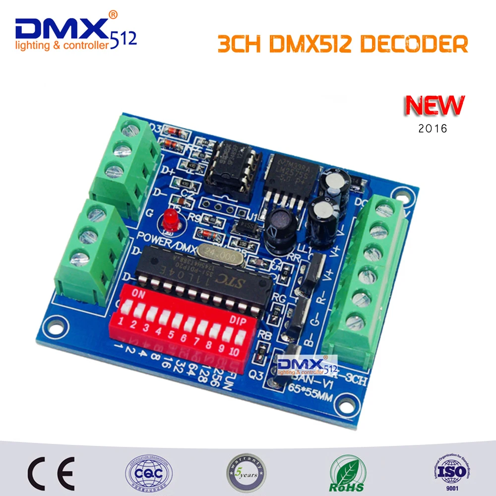 

Free shipping hot sale best price Constant Voltage 5-24V Output 3Channel DMX512 LED Decoder Controller use for led strip light