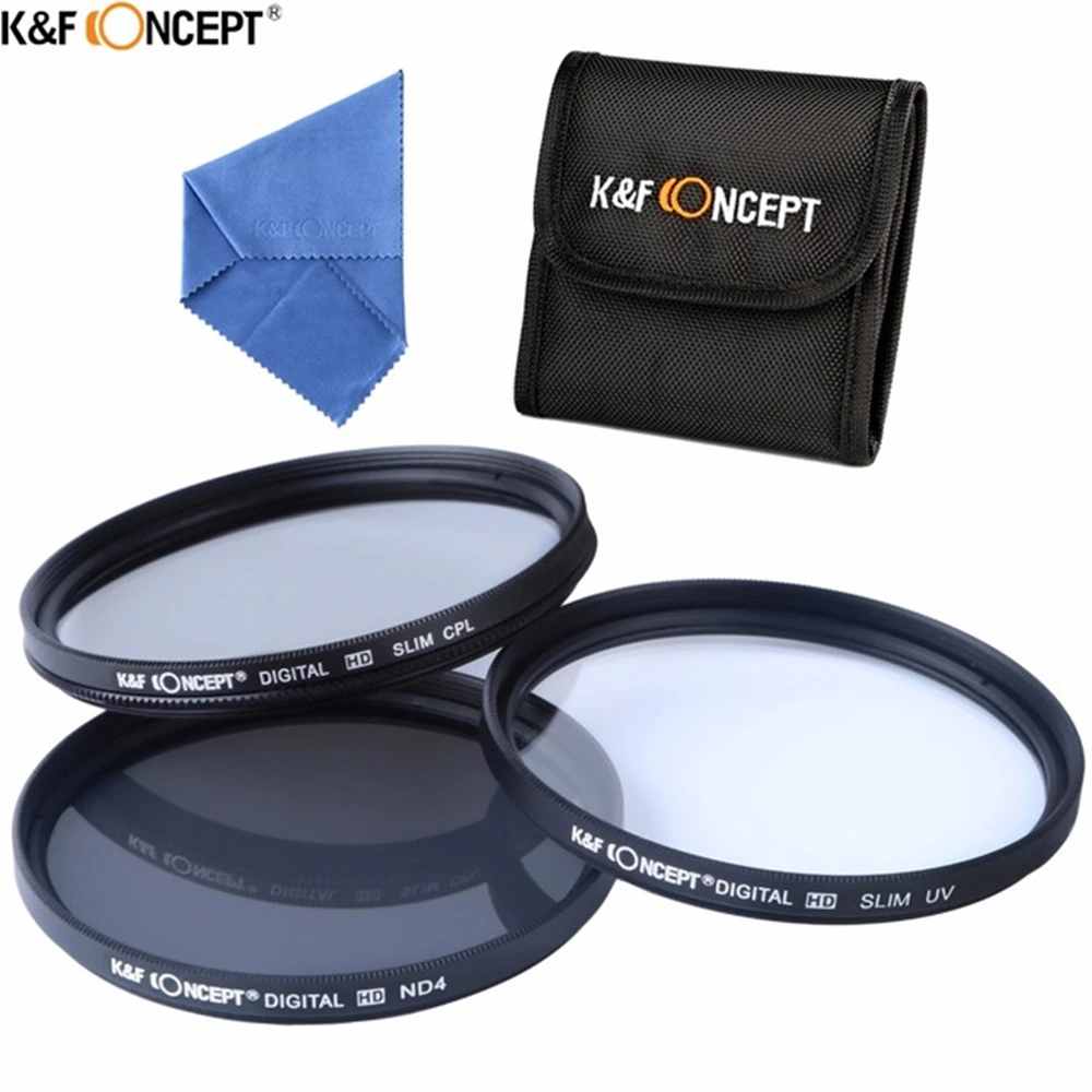 Фильтр для объектива камеры K & F CONCEPT Brand UV CPL ND4 ткань очистки 52/55/58/62/67/72/77 мм + чехол