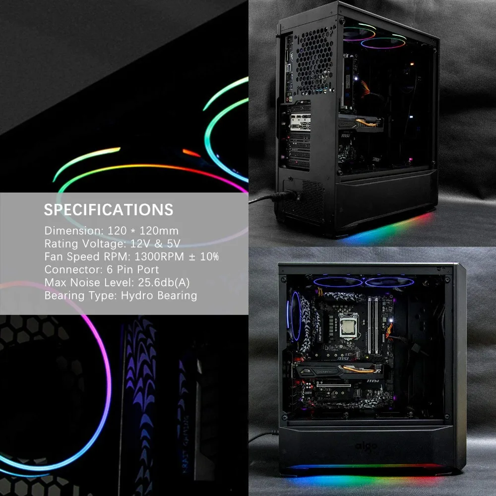 Aigo чехол для компьютера вентиляторы RGB Регулировка 120 мм тихий ИК пульт
