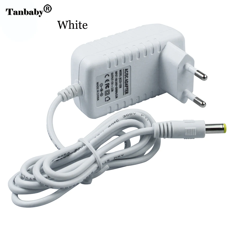 DC 12V 2A Светодиодный источник питания черно белый AC110 240V DC12V адаптер импульсный