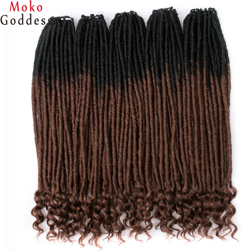 Mokogoddess 14 18 дюймов Омбре искусственные локоны в стиле Crochet Волосы Кудрявые синтетические косички плетеные волосы для плетения наращивания